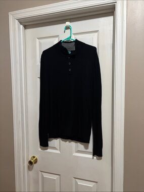 Express Black Long-Sleeve Henley Shirt